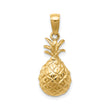 14k Yellow Gold Pineapple Pendant with Tropical Fruit Design, Beach Charm for Women