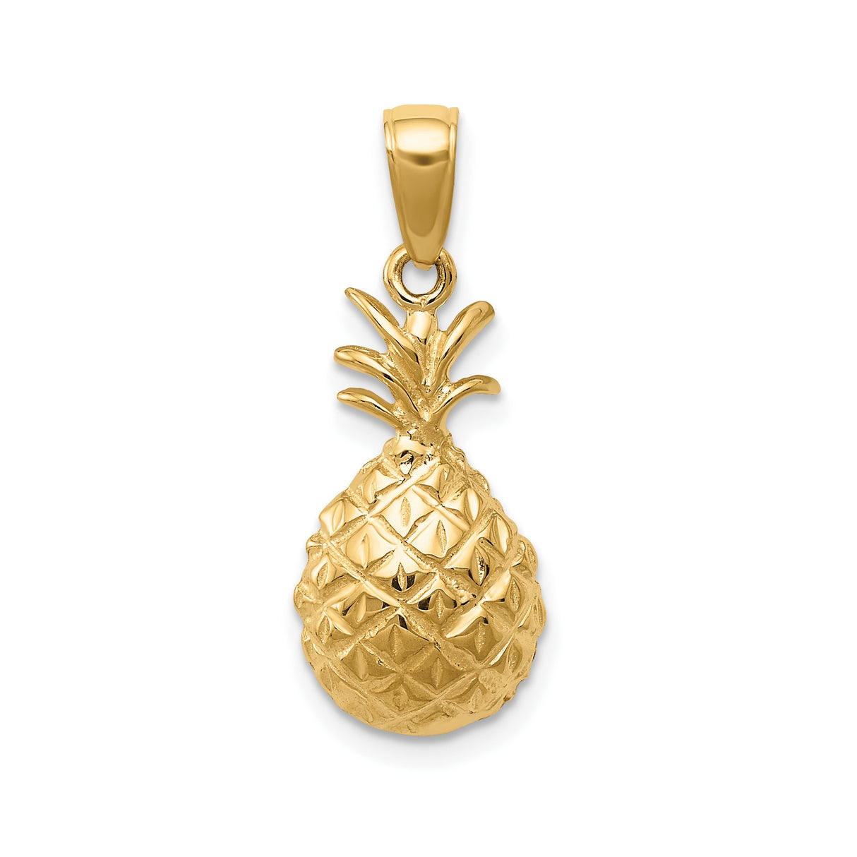 14k Yellow Gold Pineapple Pendant with Tropical Fruit Design, Beach Charm for Women