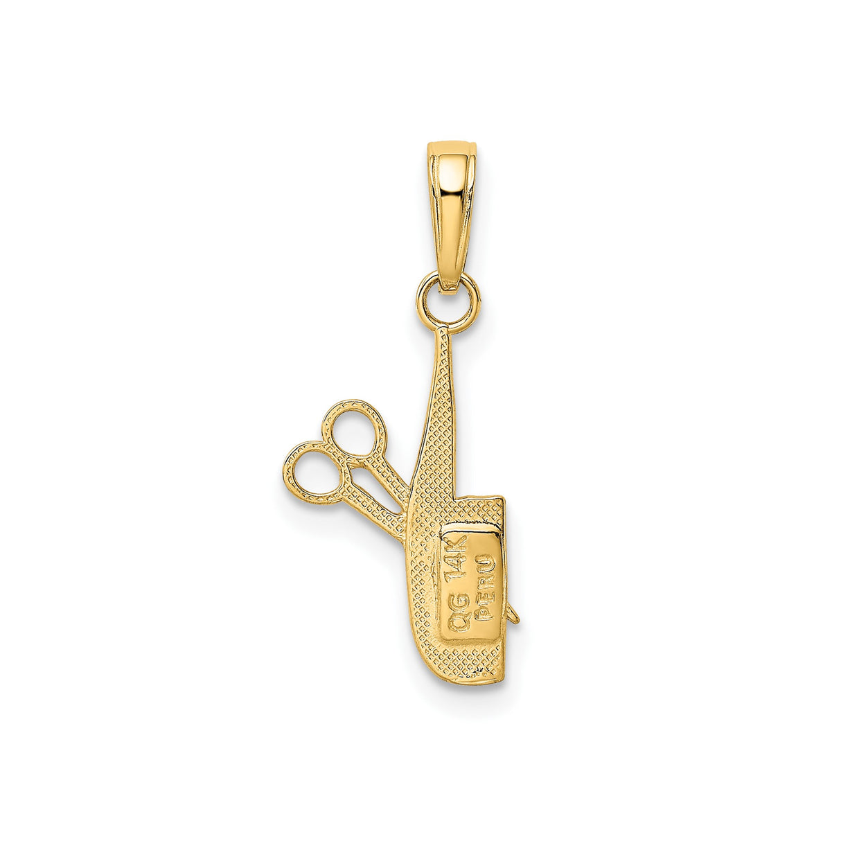 14k Yellow Gold Scissors and Comb Pendant, Hairstylist or Barber Charm, Salon Jewelry