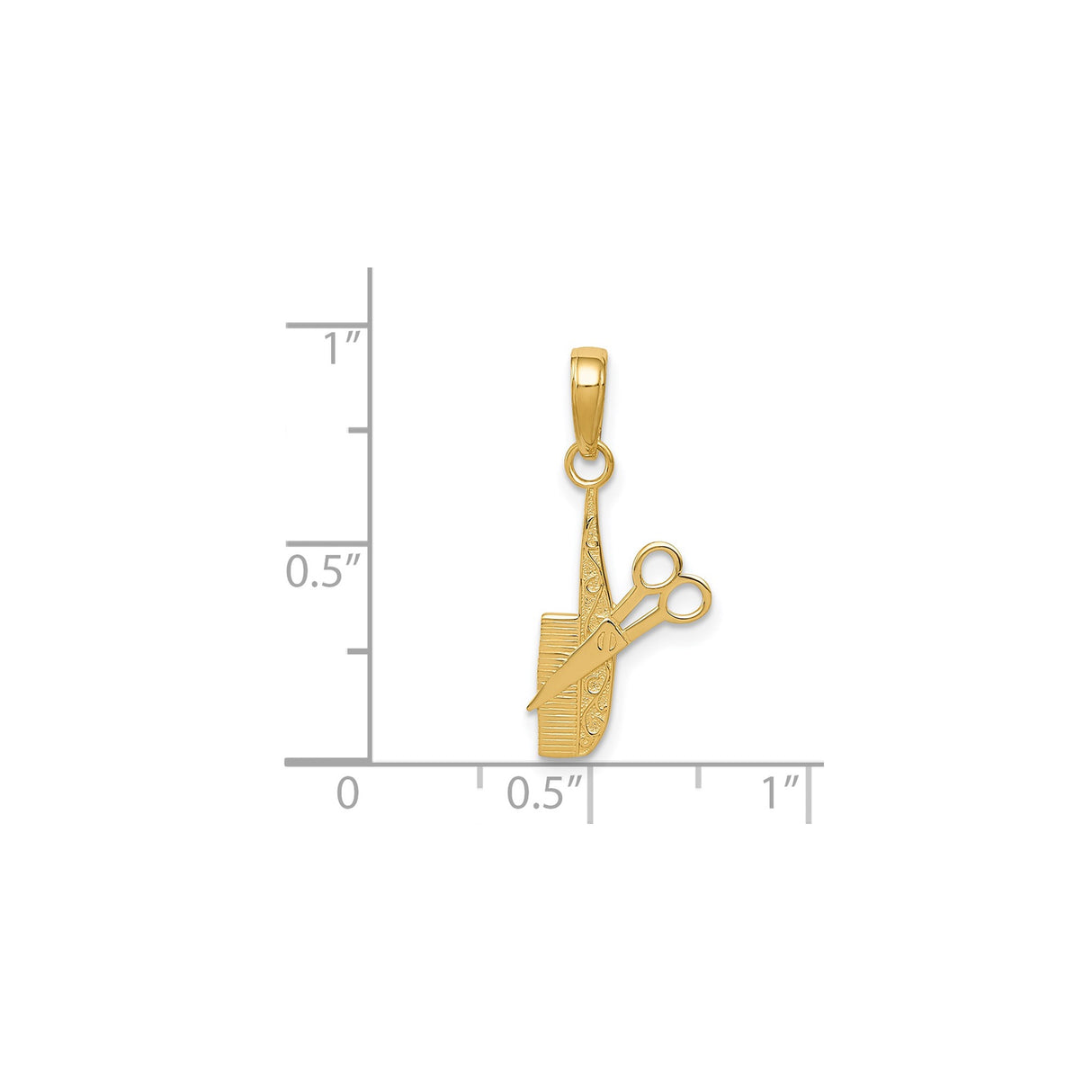 14k Yellow Gold Scissors and Comb Pendant, Hairstylist or Barber Charm, Salon Jewelry
