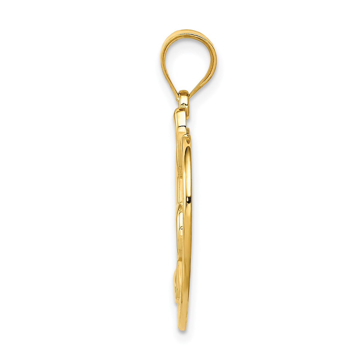 14k Yellow Gold Pendant, Treble Clef and Open Heart Musical Symbol Design for Women
