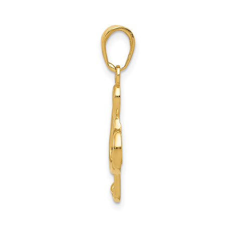 14k Yellow Gold Treble Clef Pendant, Open Design Polished Charm for Music Lovers or Musicians