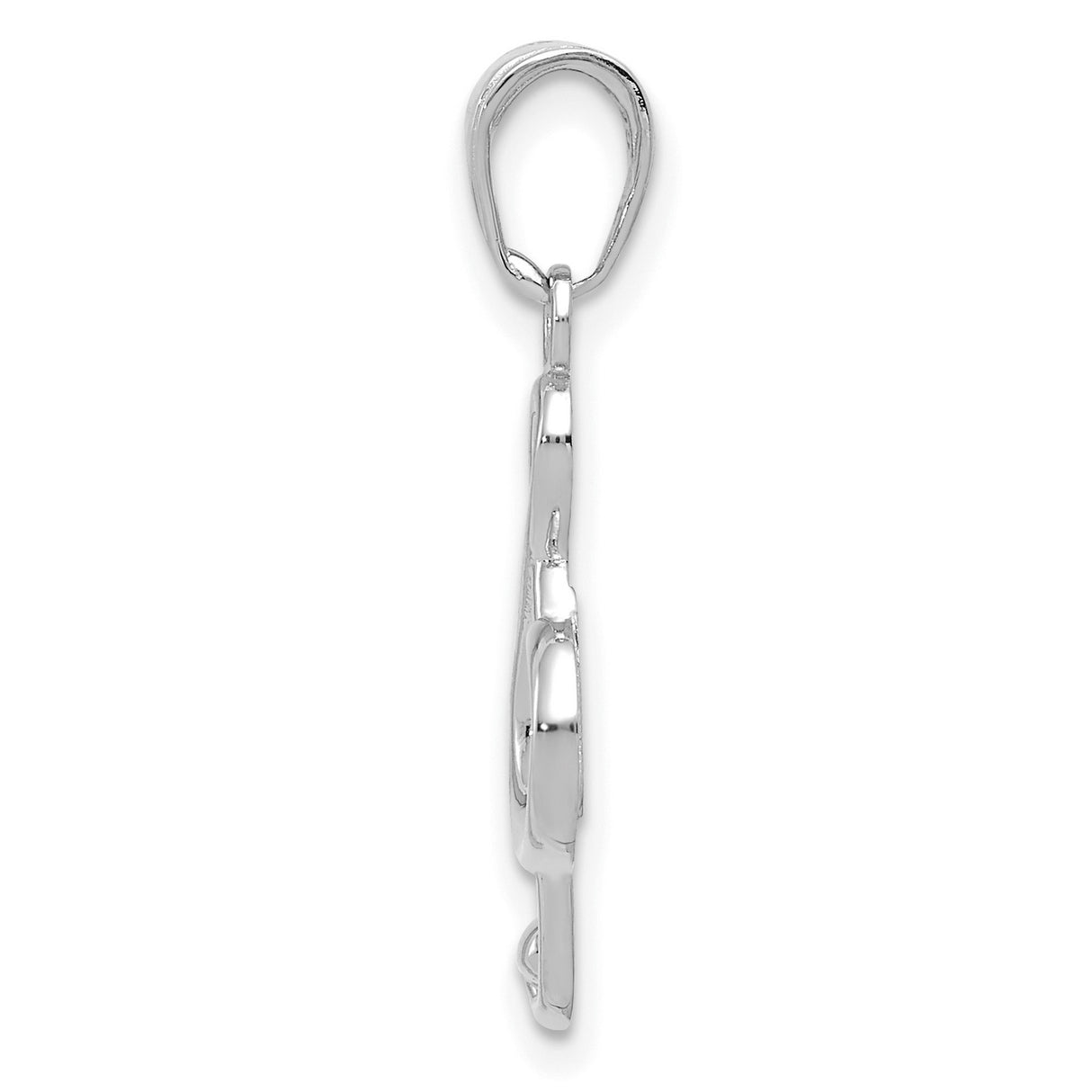 14k White Gold Treble Clef Pendant, Polished Musical Note Charm for Musicians or Music Lovers