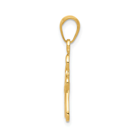 14k Yellow Gold Ballet Slippers Pendant with Pink Enamel, Dance Charm for Women