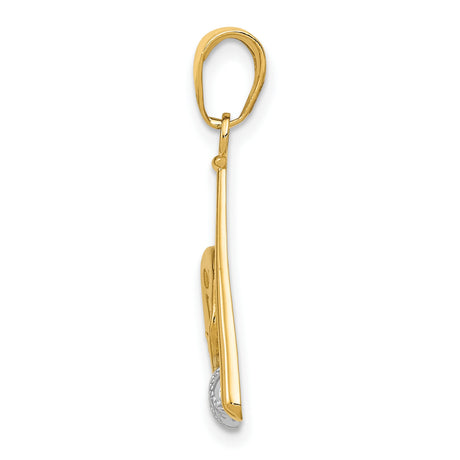 14k Multi-Tone Gold Baseball Pendant with Bat, Glove, and Ball Design, Rhodium Accents