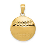 14k Yellow Gold Baseball Pendant with Authentic Stitch Design for Sports Fans