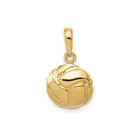 14k Yellow Gold Volleyball Pendant, Solid Sports Jewelry with Detailed Charm Design
