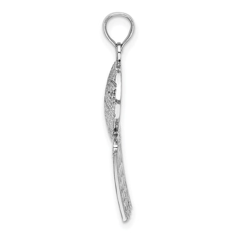 14k White Gold Basketball Hoop Pendant with Ball and Net Design, Sports Charm for Men or Women
