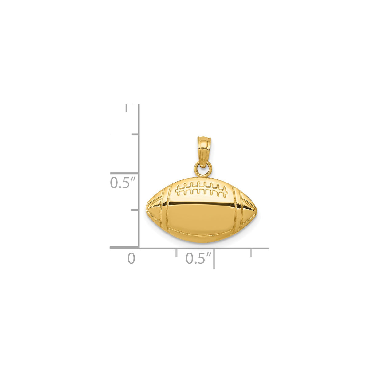 14k Yellow Gold Football Pendant with Detailed American Football Design for Men or Unisex
