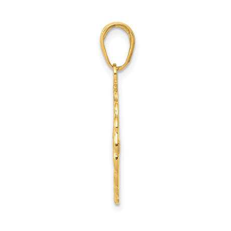 14k Yellow Gold Swimmer Pendant with Twisted Rope Circle Frame, Unisex Athletic Charm