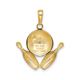 14k Yellow Gold Bowling Pendant with Ball and Pins Design, Sports Charm for Men and Women