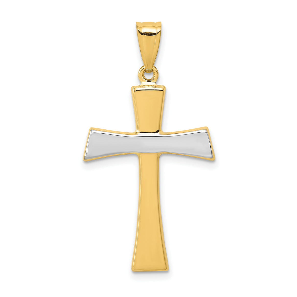 Latin Cross Charm Pendant in Real 14k Multi-Tone Gold