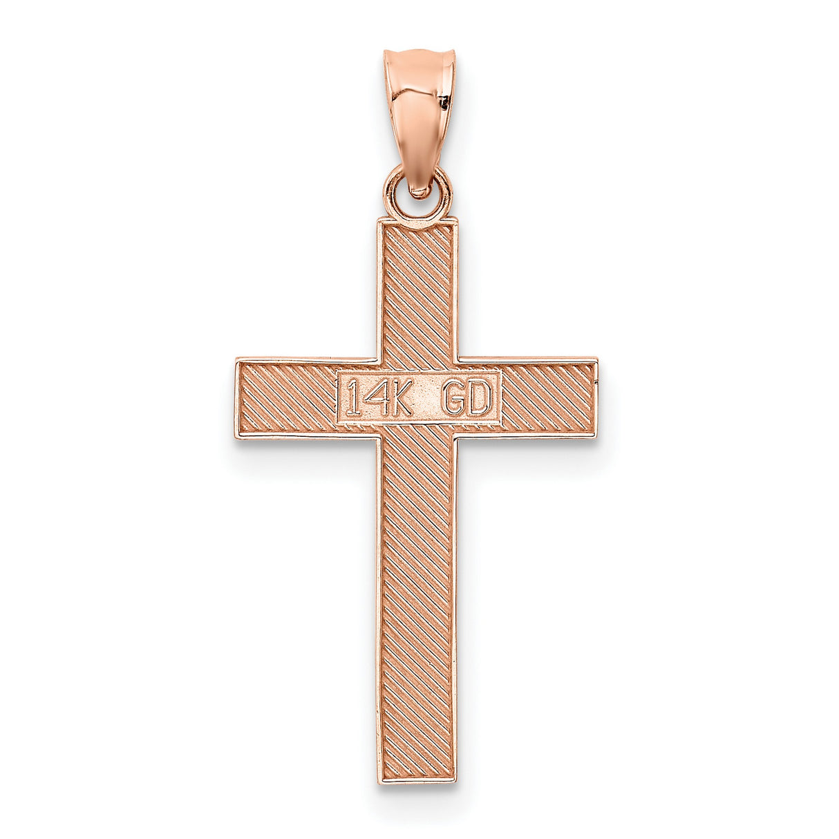 Latin Cross Charm Pendant in Real 14k Rose Gold