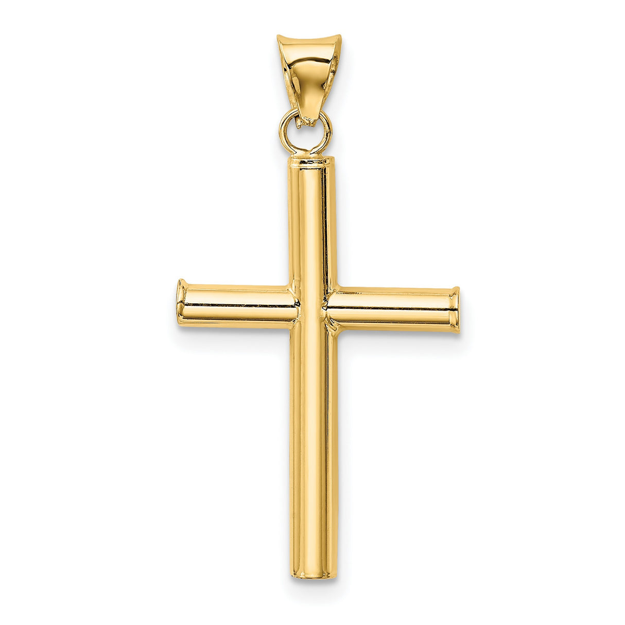 Hollow Latin Cross Charm Pendant in Real 14k Yellow Gold