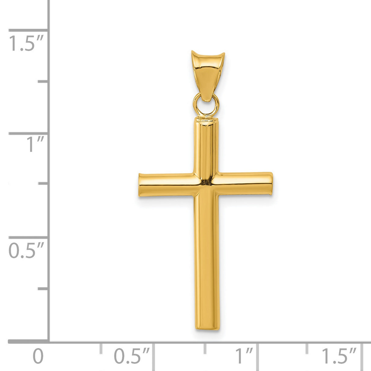 Hollow Latin Cross Charm Pendant in Real 14k Yellow Gold