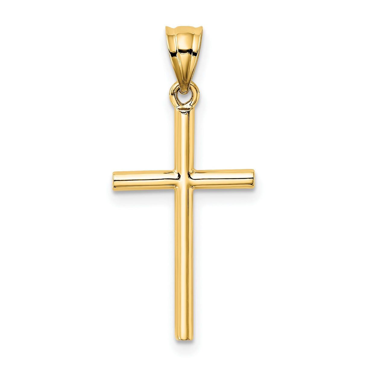 Hollow Latin Cross Charm Pendant in Real 14k Yellow Gold