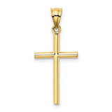 Hollow Latin Cross Charm Pendant in Real 14k Yellow Gold