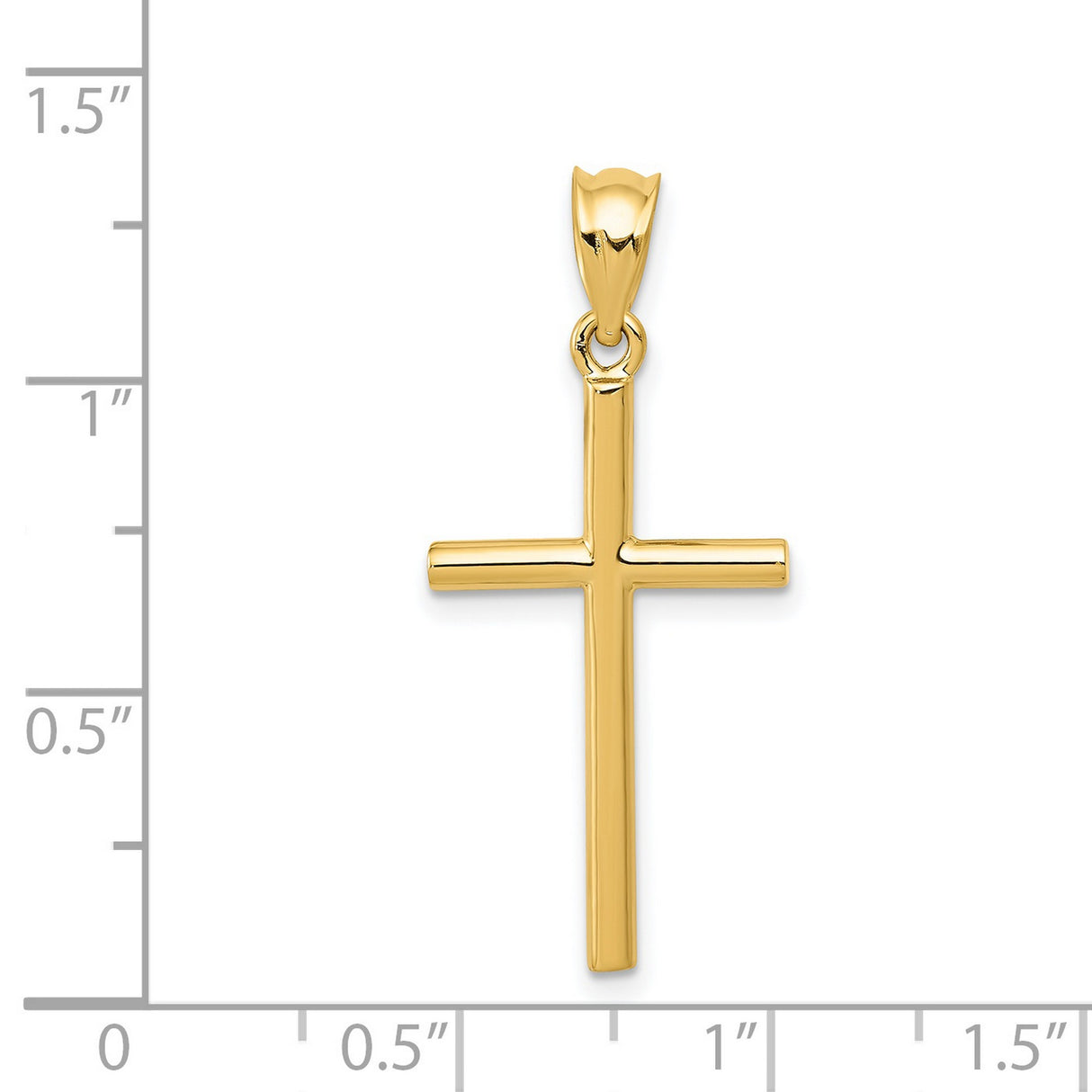 Hollow Latin Cross Charm Pendant in Real 14k Yellow Gold