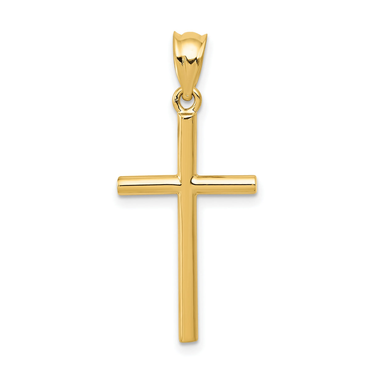 Hollow Latin Cross Charm Pendant in Real 14k Yellow Gold