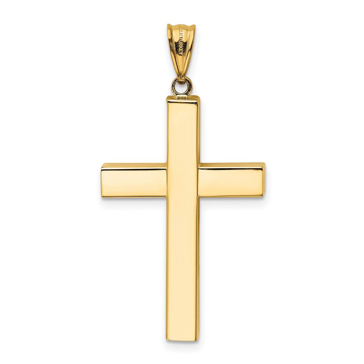 Hollow Latin Cross Charm Pendant in Real 14k Yellow Gold