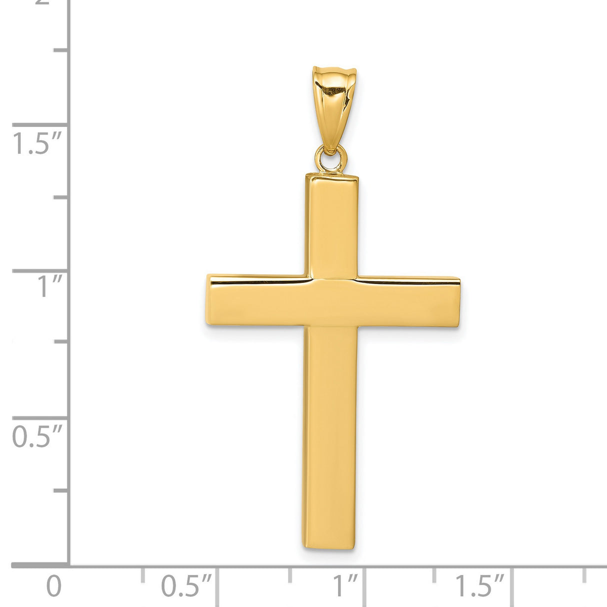 Hollow Latin Cross Charm Pendant in Real 14k Yellow Gold