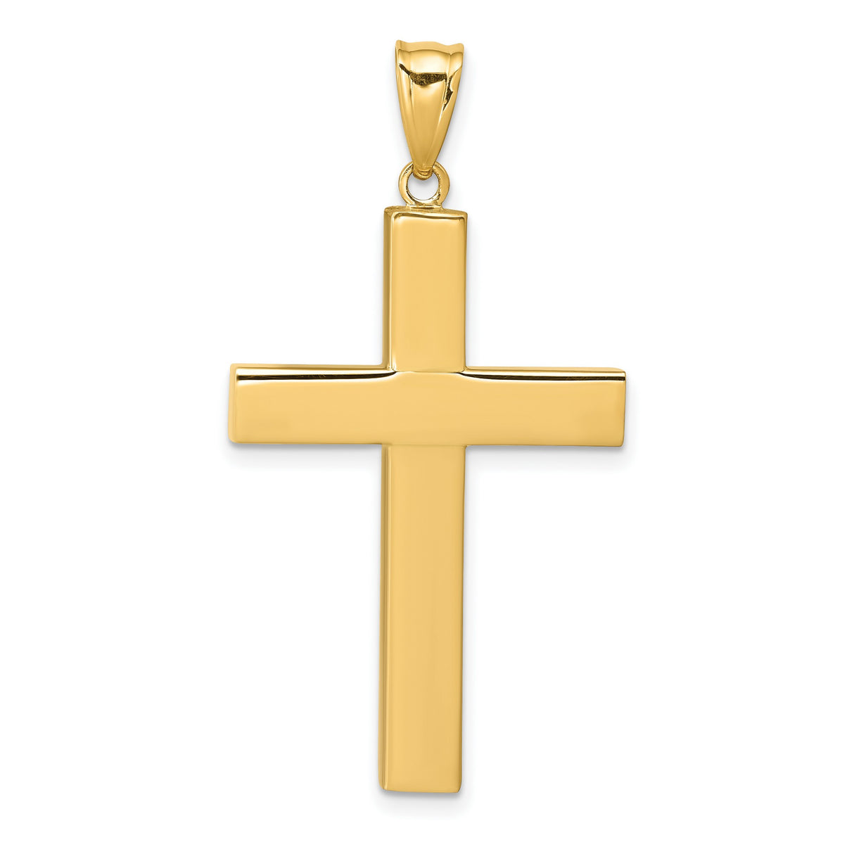 Hollow Latin Cross Charm Pendant in Real 14k Yellow Gold