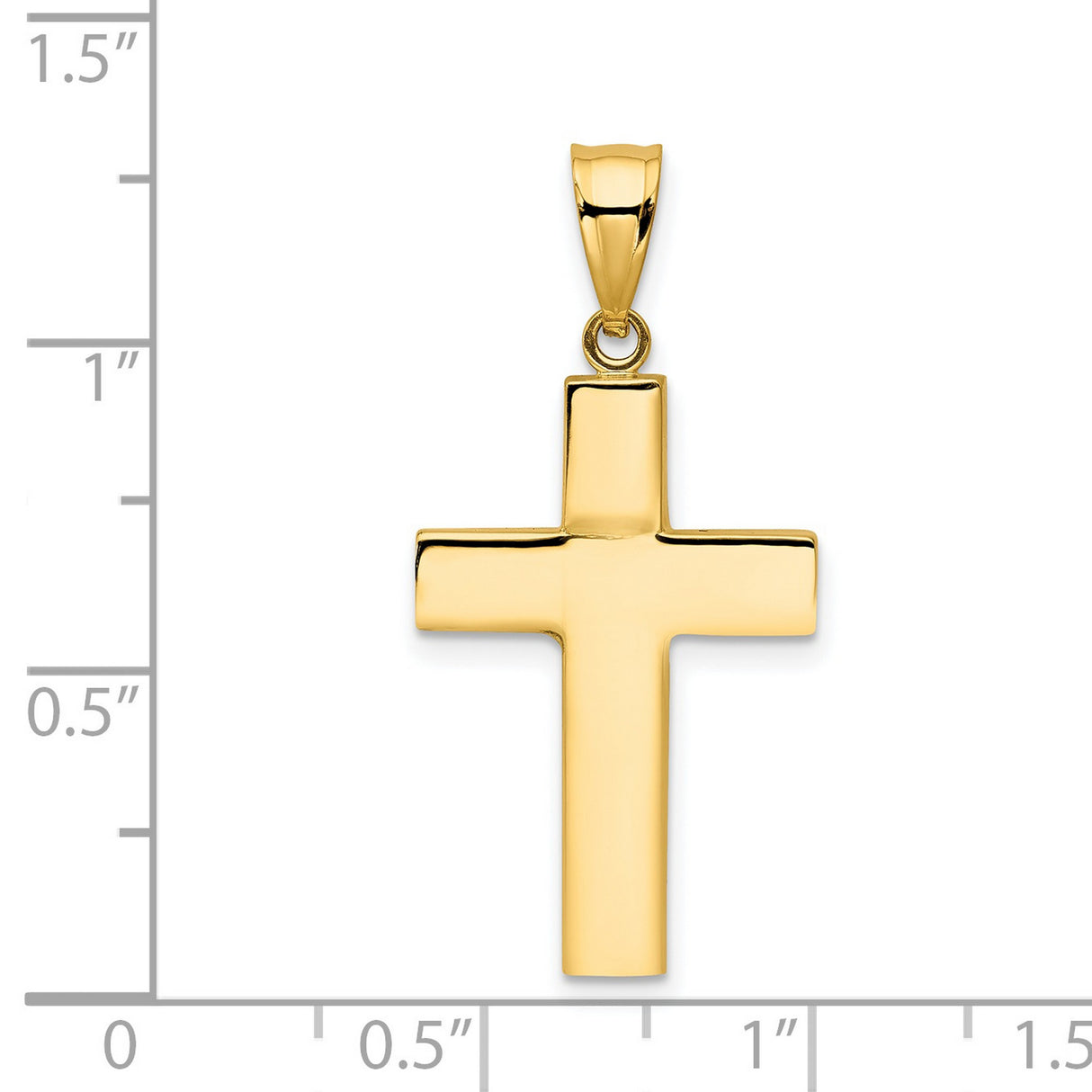 Hollow Latin Cross Charm Pendant in Real 14k Yellow Gold