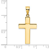 Hollow Latin Cross Charm Pendant in Real 14k Yellow Gold