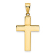 Hollow Latin Cross Charm Pendant in Real 14k Yellow Gold