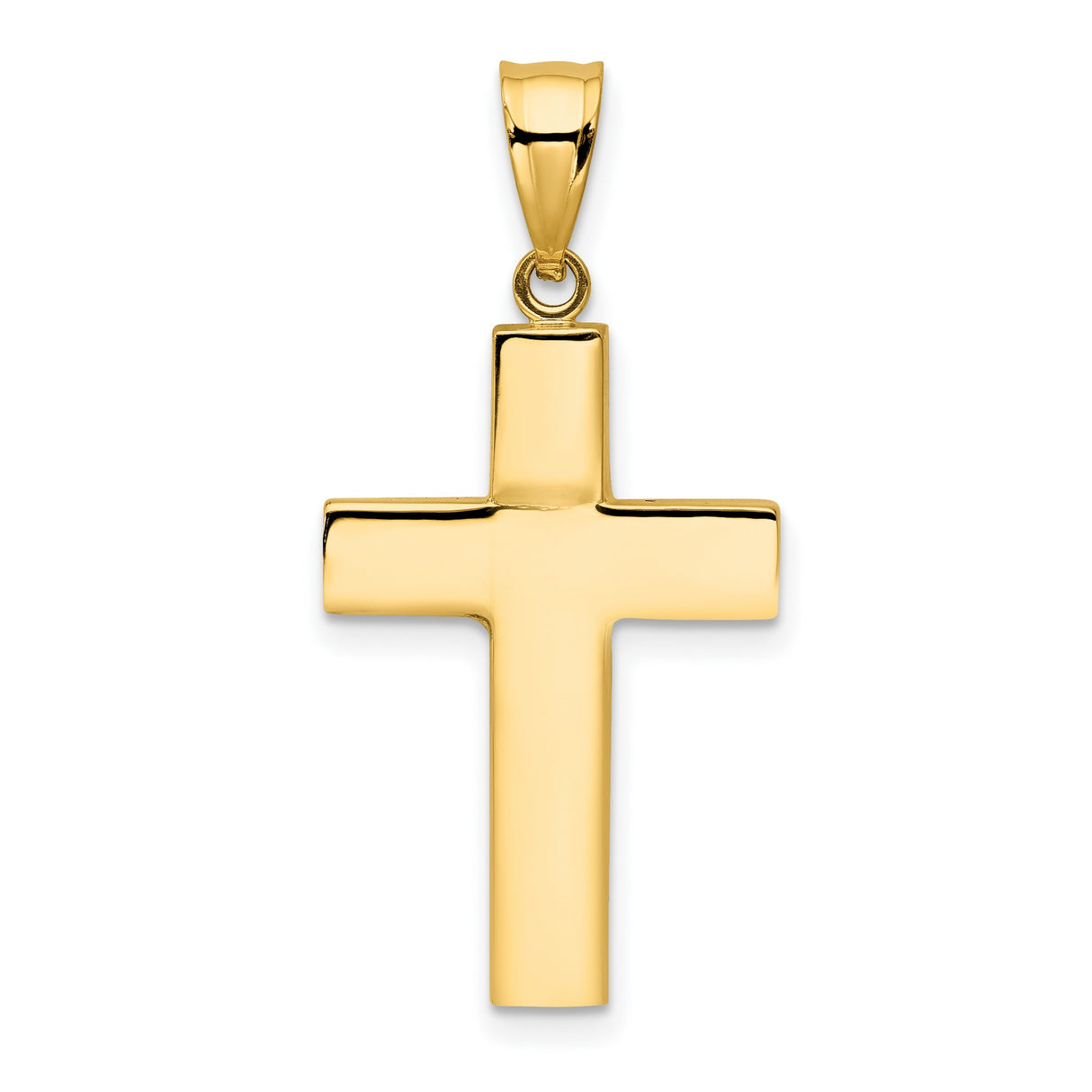 Hollow Latin Cross Charm Pendant in Real 14k Yellow Gold