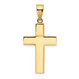 Hollow Latin Cross Charm Pendant in Real 14k Yellow Gold