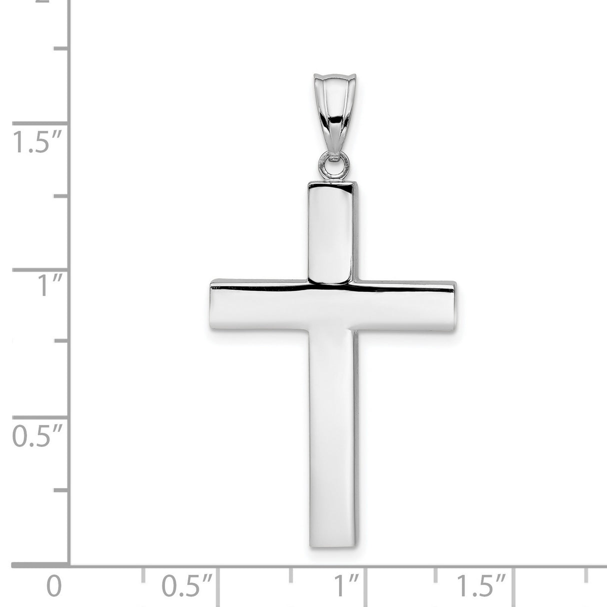 Hollow Latin Cross Charm Pendant in Real 14k White Gold