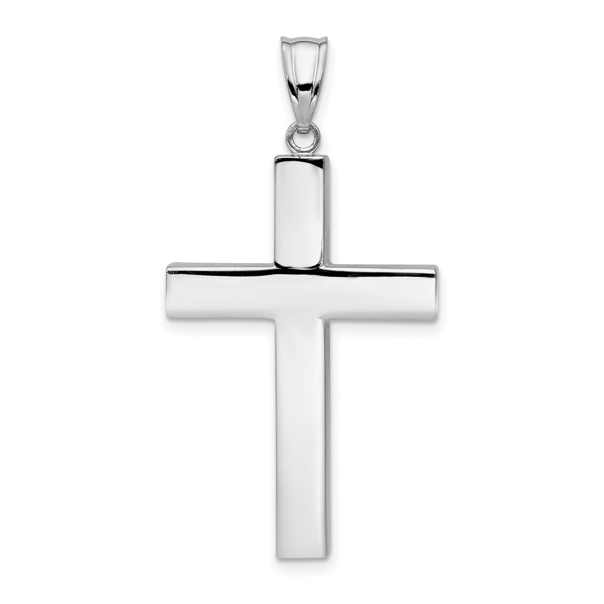 Hollow Latin Cross Charm Pendant in Real 14k White Gold