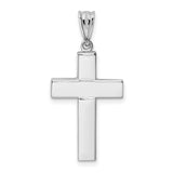 Hollow Latin Cross Charm Pendant in Real 14k White Gold