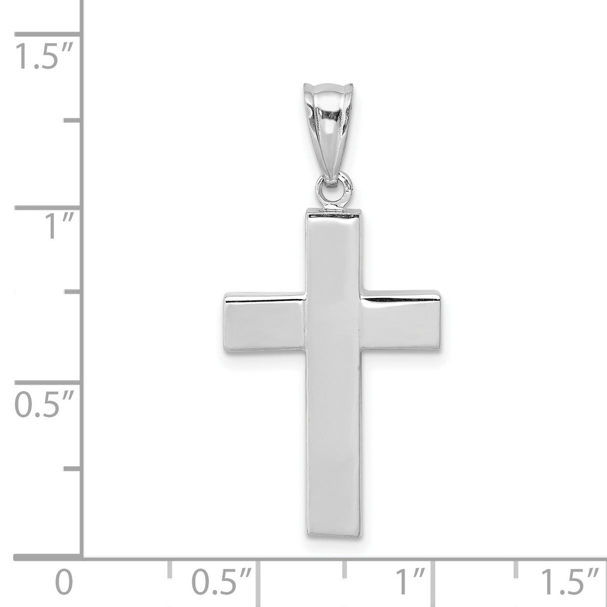 Hollow Latin Cross Charm Pendant in Real 14k White Gold