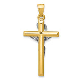 INRI Latin Crucifix Charm Pendant in Real 14k Multi-Tone Gold