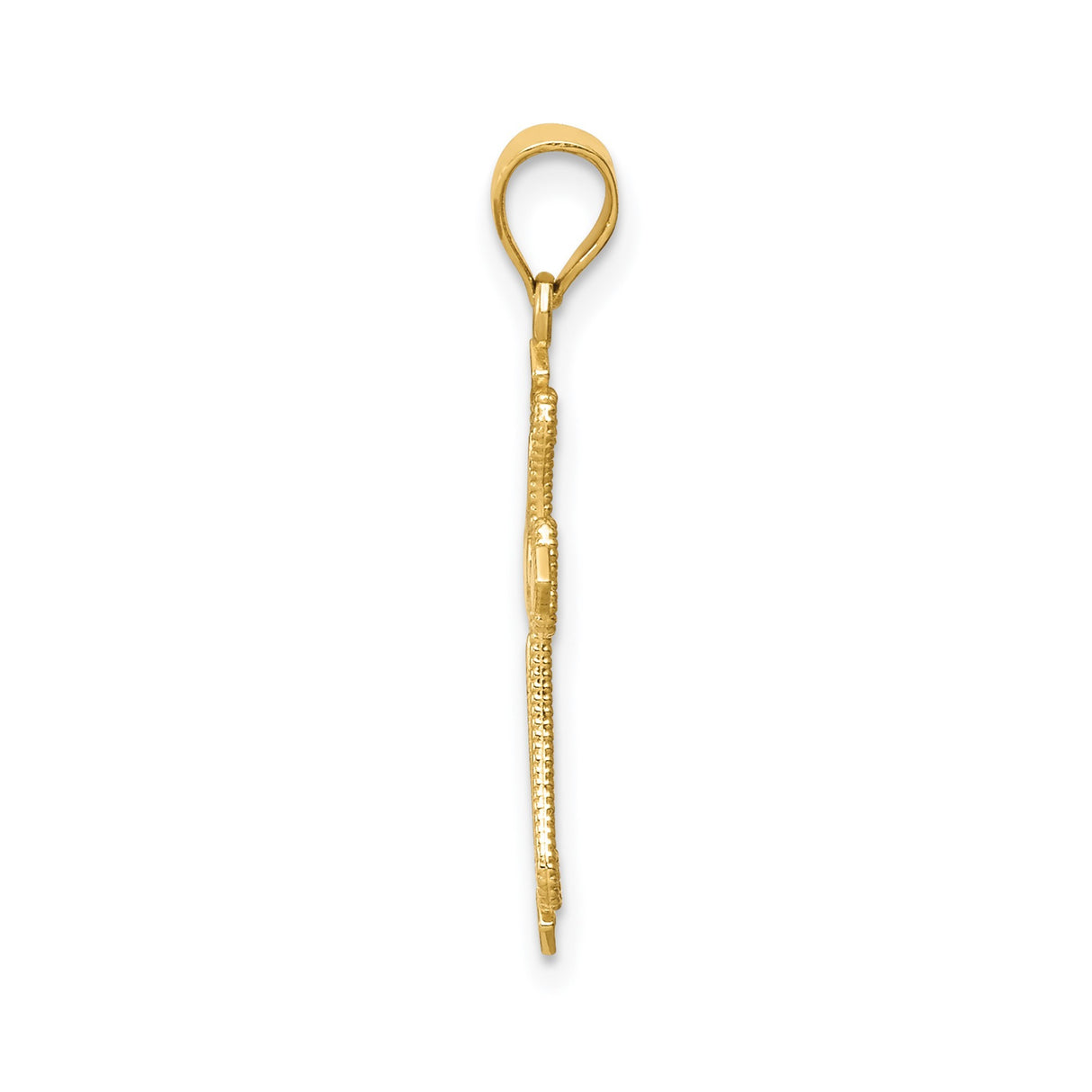 14k Yellow Gold Budded Cross Pendant, Vintage Inspired Filigree Religious Charm