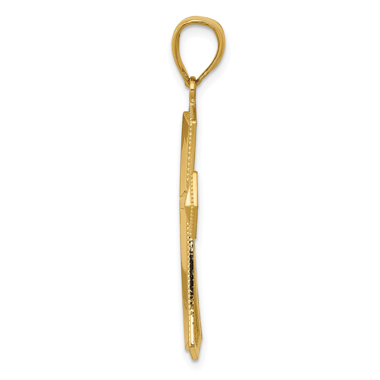 14k Yellow Gold Cross Pendant with Polished Finish and Rope Border Design