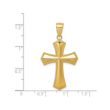 14k Yellow Gold Cross Pendant with Polished Finish and Rope Border Design