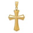 14k Yellow Gold Cross Pendant with Polished Finish and Rope Border Design