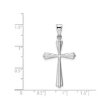 14k White Gold Cross Pendant with Budded Design and Sleek Mirror Finish