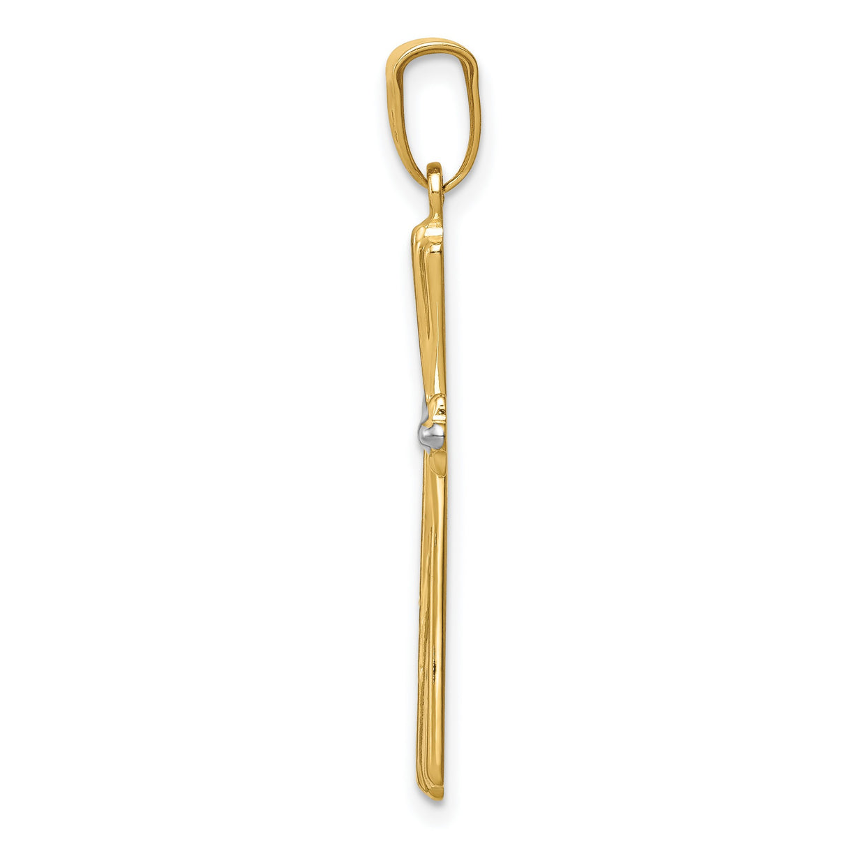Budded Cross Charm Pendant in Real 14k Multi-Tone Gold