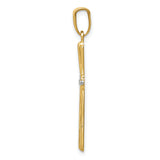 Budded Cross Charm Pendant in Real 14k Multi-Tone Gold