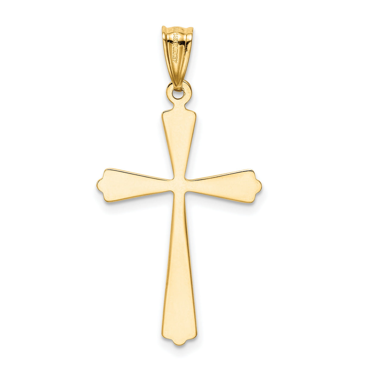 Budded Cross Charm Pendant in Real 14k Multi-Tone Gold