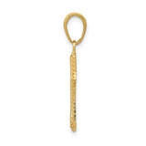 14k Yellow Gold Cross Pendant with Modern Textured Flare Design for Men and Women