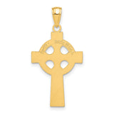 Textured Celtic Iona High Cross with Accents Charm Pendant in Real 14k Yellow Gold