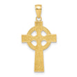 Textured Celtic Iona High Cross with Accents Charm Pendant in Real 14k Yellow Gold