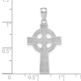 14k White Gold Celtic Cross Pendant with Knotwork Design, Polished Religious Jewelry