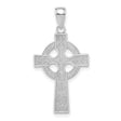 14k White Gold Celtic Cross Pendant with Knotwork Design, Polished Religious Jewelry