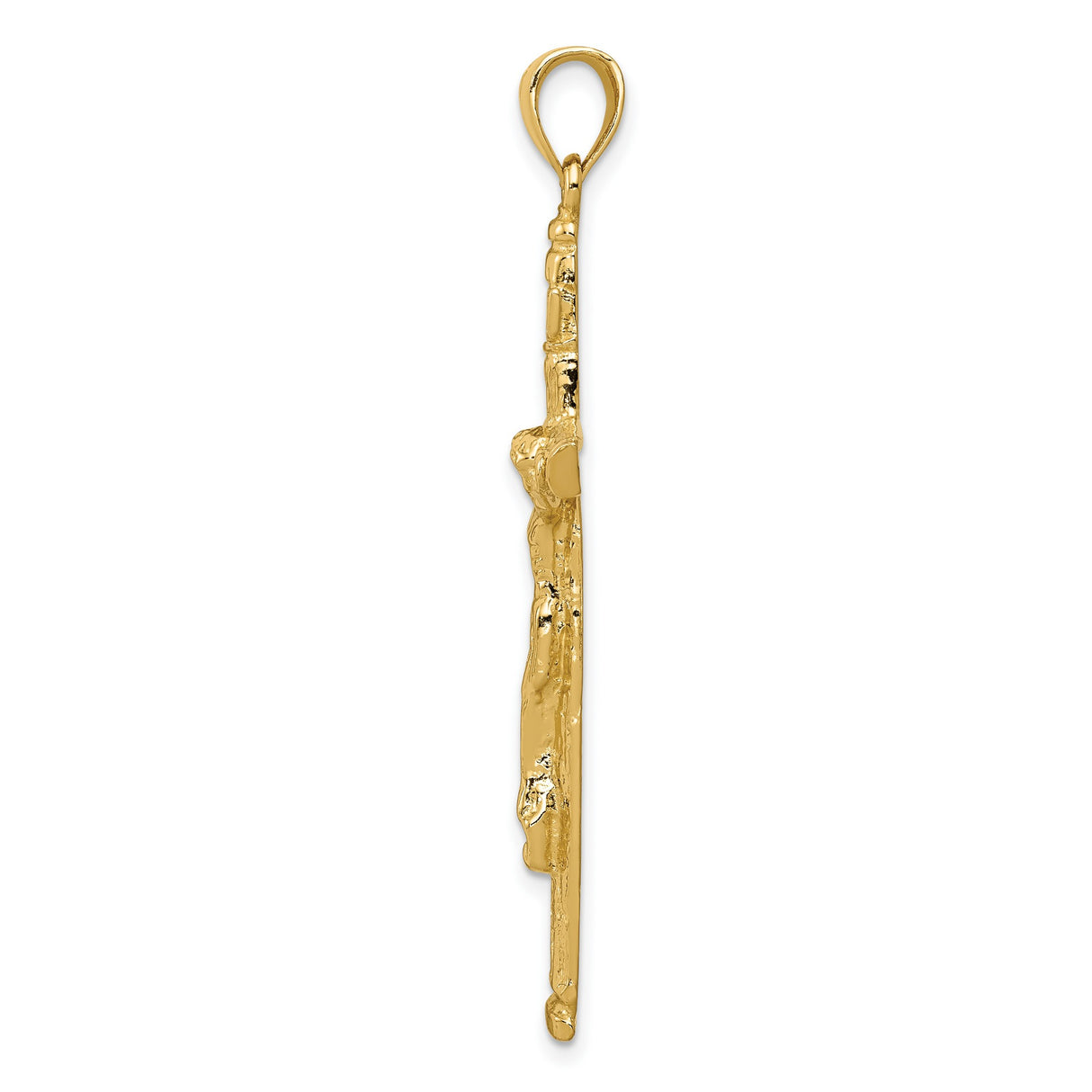 INRI Latin Crucifix Charm Pendant in Real 14k Yellow Gold